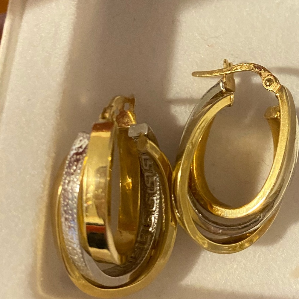 14k Gold Versace Design Hoops